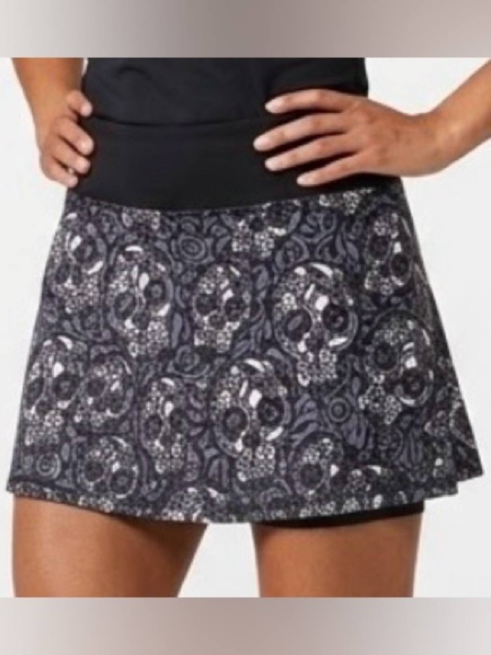 LACOA ‘Sugar Sculls Skirt’ Athletic Skort Day of the Dead Novelty Activewear